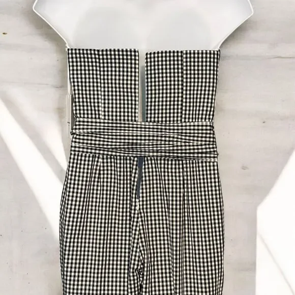 Amanda Uprichard Cherri Jane Jumpsuit Strapless Belted Black Gingham Large NWT - Picture 9 of 12